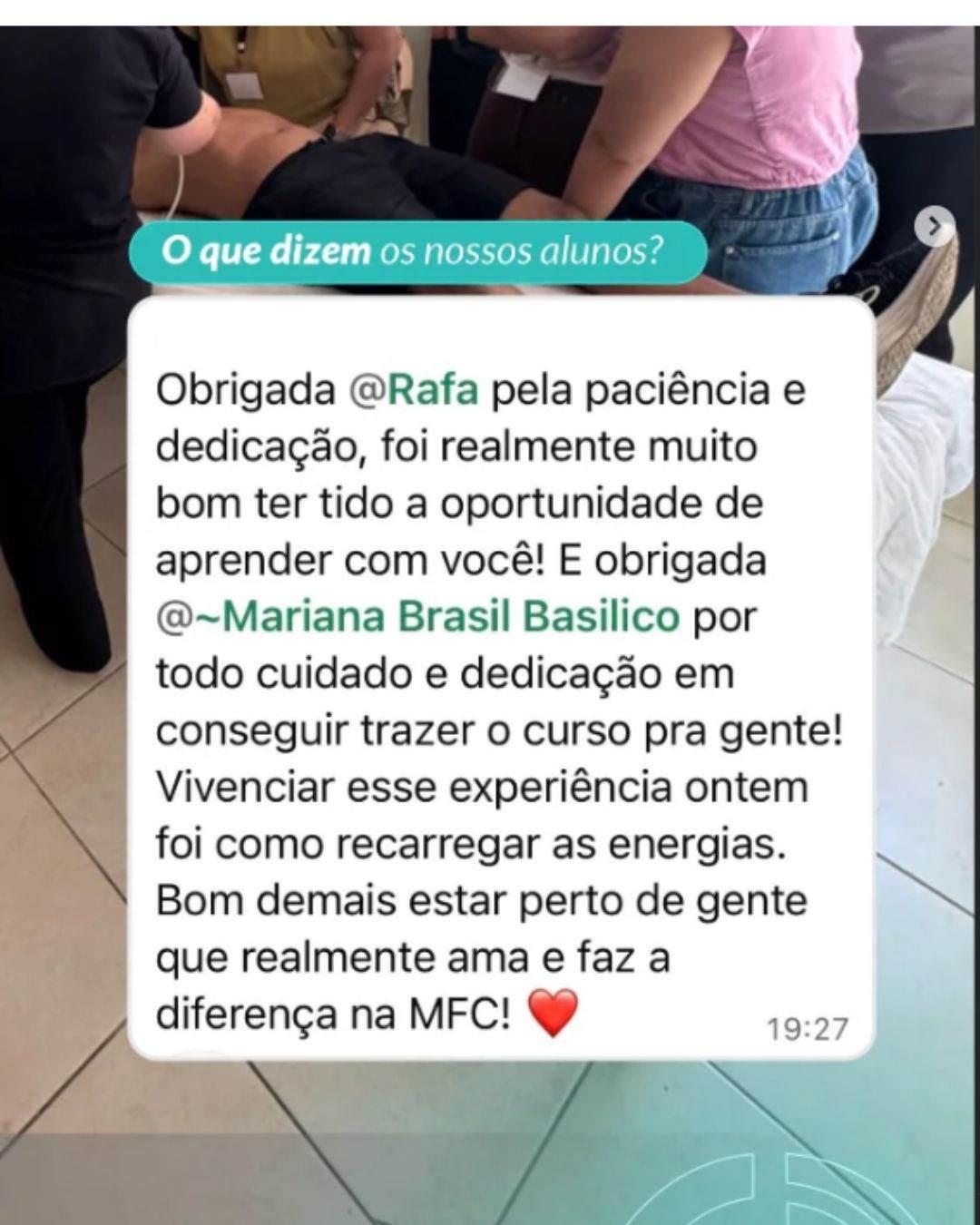 Feedback de aluno do curso de POCUS 8